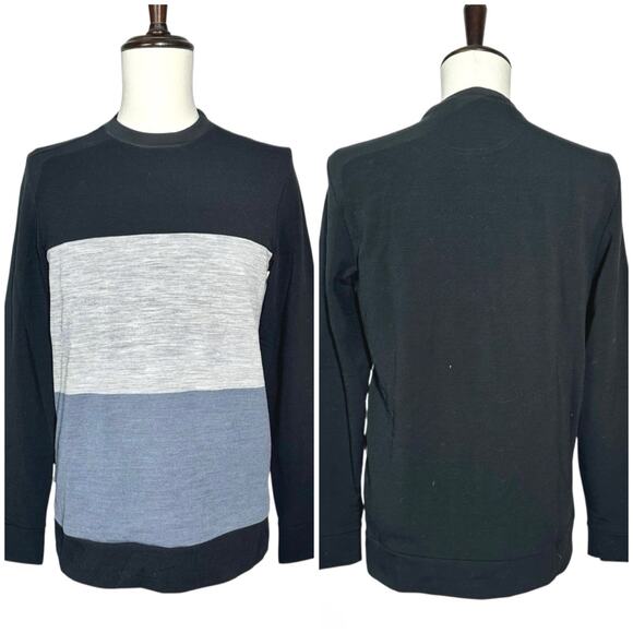 Icebreaker | Men | Merino Wool Color Block Stripe Crew Neck Sweater | Size Small - Picture 1 of 10